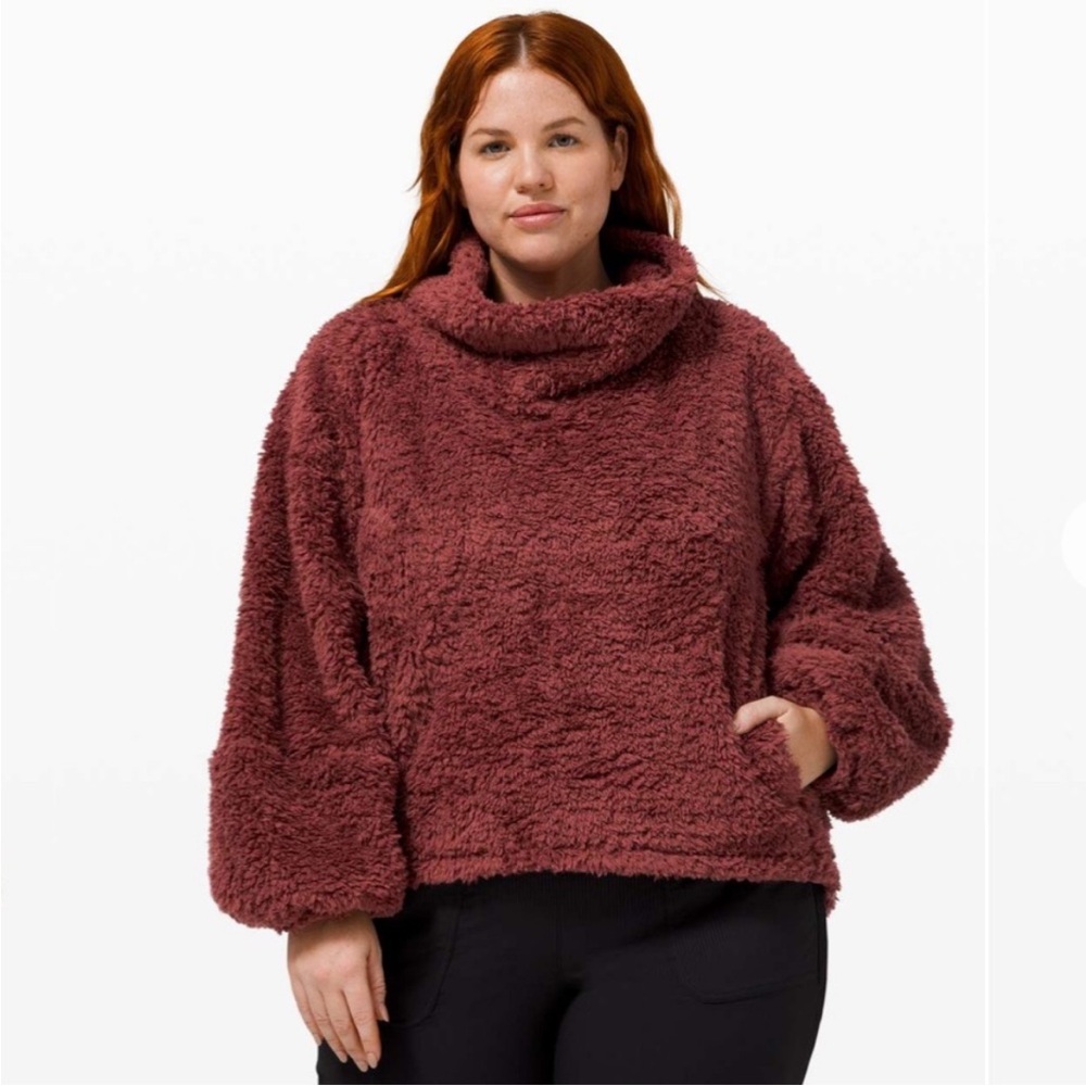 Lululemon Warm Restore Sherpa Pullover in Savannah rust red size XL/ XXL